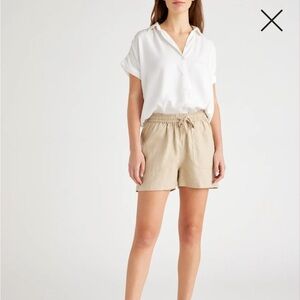 NWT Quince 100% European Linen Shorts Size L Color Driftwood